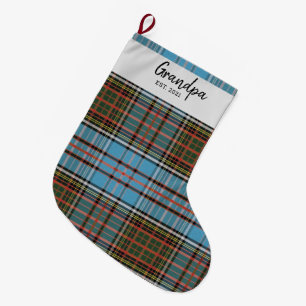 Custom Family Clan Anderson Plaid Tartan Name Large Christmas Stocking