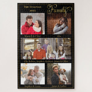 Custom Family Collage 5 Photo Year Keepsake Jigsaw Puzzle