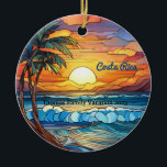 Custom Family Costa Rica Trip Faux Stained Glass Ceramic Tree Decoration<br><div class="desc">Cute personalizable Costa Rica Trip souvenir.

Customisation:
Change Caption and year to make it unique.</div>