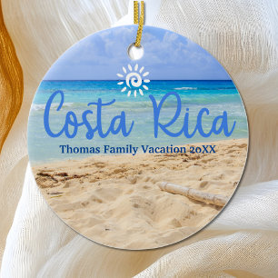 Custom Family Costa Rica Vacation Christmas Ceramic Tree Decoration