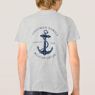 Custom Family Cruise Navy Blue Boat Anchor Tri-Blend Shirt