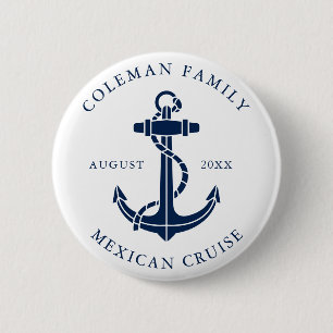 Custom Family Cruise Ship Nautical Anchor 6 Cm Round Badge