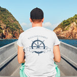 Custom Family Cruise Ship Nautical Wheel Pocket T-Shirt<br><div class="desc">Chic custom summer vacation pocket picture t-shirts for your beach cruise on the ocean featuring a navy blue boat steering wheel. This nautical themed design is perfect for classy matching family reunion tees to commemorate the special trip. Personalise with your last name and year on the front and back.</div>