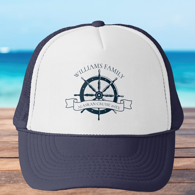 Custom Family Cruise Ship Nautical Wheel Vacation Trucker Hat (Creator Uploaded)