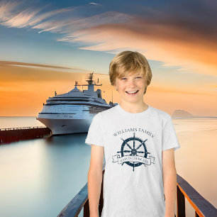 Custom Family Cruise Ship Trip Nautical Wheel Kids Tri-Blend Shirt