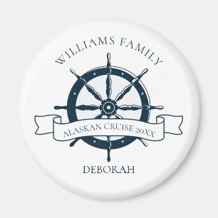 Custom Family Cruise Ship Wheel Nautical Vacation Magnet