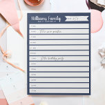 Custom Family Daily Planner or Homeschool Schedule Notepad<br><div class="desc">Keep track of your family's daily schedule or homeschool schedule with this daily notepad organised by the hour. Personalise with your family name at the top.</div>