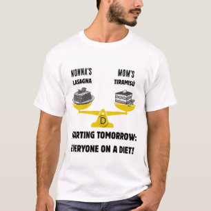 Custom Family Dilemma: Lasagna vs Tiramisu Balance T-Shirt