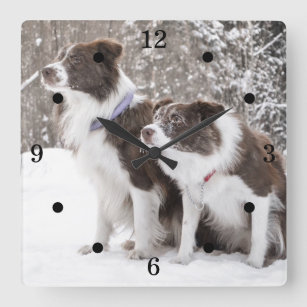 Custom Family Dog Photo Square Wall Clock