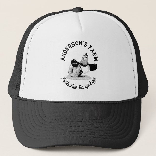 Custom Family Farm Egg Funny Rustic Chicken   Trucker Hat (Front)