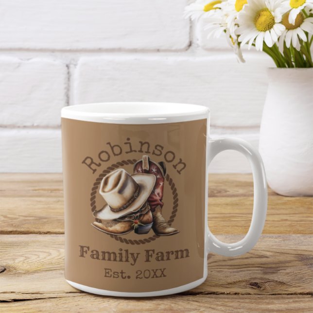 Custom Family Farm Western Cowboy Boots Coffee Mug (Creator Uploaded)