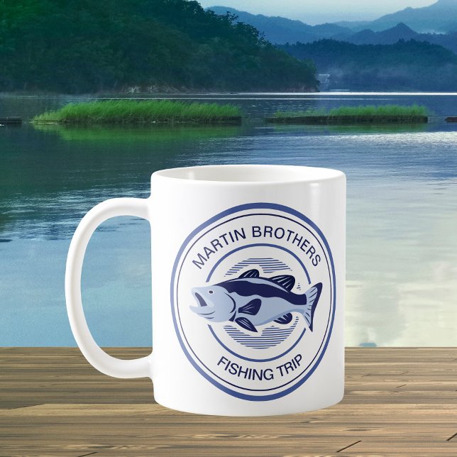 Custom Family Fishing Trip Blue Bass Fisherman Coffee Mug (Creator Uploaded)