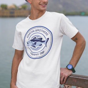 Custom Family Fishing Trip Blue Lake Fisherman T-Shirt