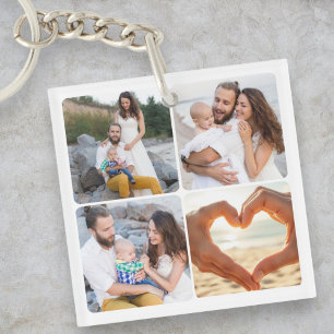Custom Family Five Photo Personalized  Key Ring