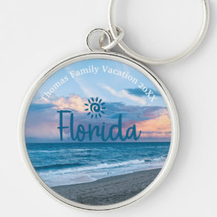 Custom Family Florida Beach Vacation Key Ring