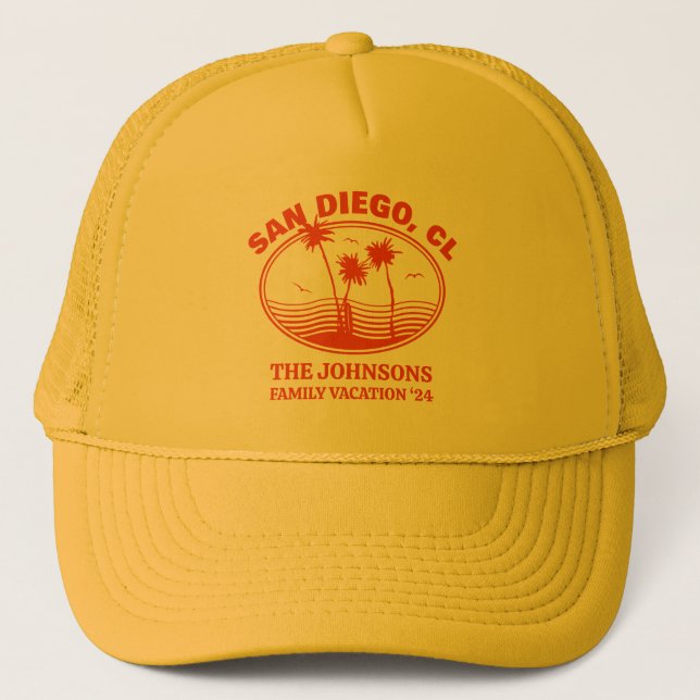 Custom Family Friends Beach Vacation Matching Trucker Hat (Front)