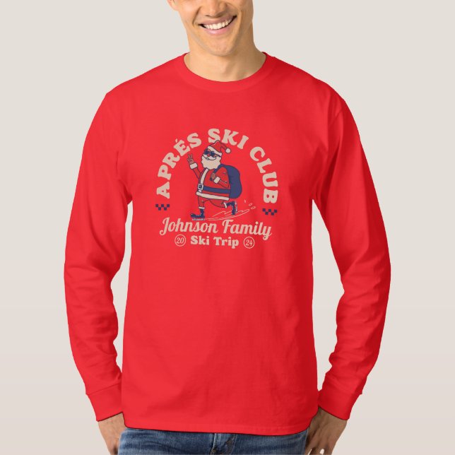 Custom Family Friends Group Ski Trip Snowboard T-Shirt (Front)