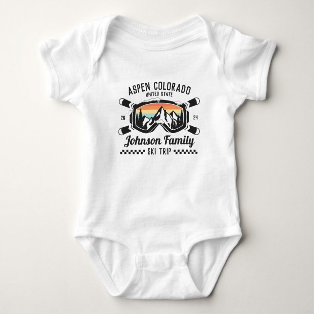 Custom Family Friends Ski Trip Group Matching  Baby Bodysuit (Front)