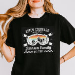 Custom Family Friends Ski Trip Group Matching  T-Shirt<br><div class="desc">Create lasting memories with our custom custom ski trip shirt for families, friends, or groups. It's perfect for celebrating your snow adventure! Personalise it with your family name or group trip details to make it uniquely yours. Ideal for ski enthusiasts and as a winter vacation souvenir, it’s great for matching...</div>