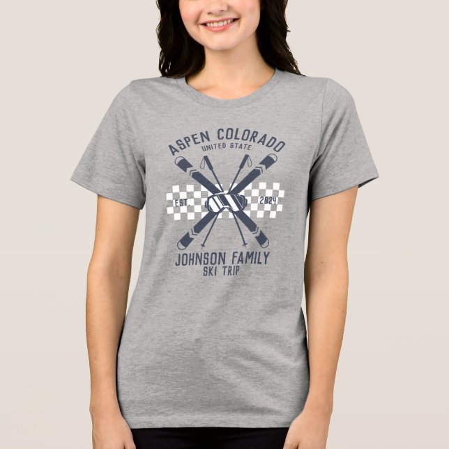 Custom Family Friends Ski Trip Group Matching  Tri-Blend Shirt (Front)