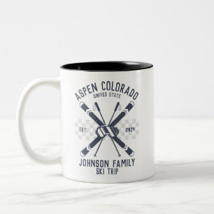 Custom Family Friends Ski Trip Group Matching  Two-Tone Coffee Mug