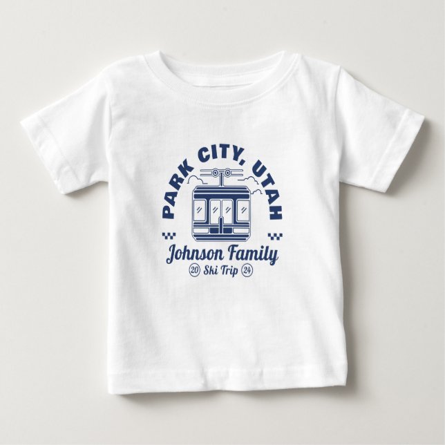 Custom Family Friends Ski Trip Matching Group Baby T-Shirt (Front)