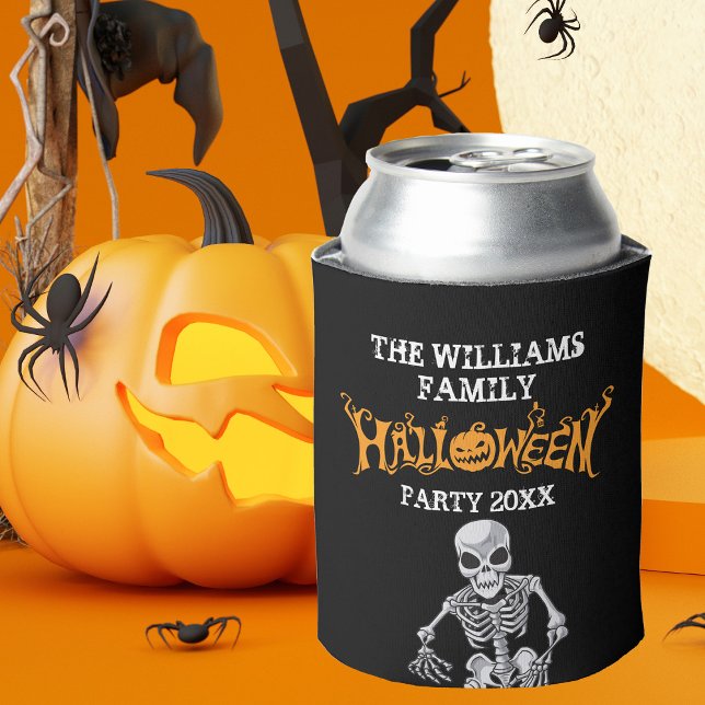 Custom Family Halloween Annual Party Skeleton Can Cooler (Creator Uploaded)