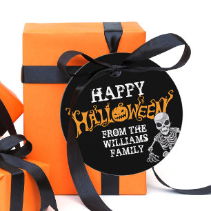 Custom Family Halloween Annual Party Skeleton Favour Tags