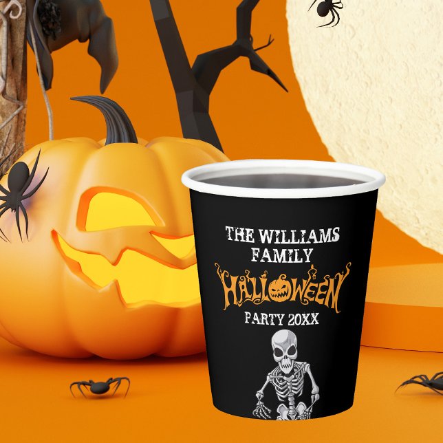 Custom Family Halloween Annual Party Skeleton Paper Cups (Creator Uploaded)
