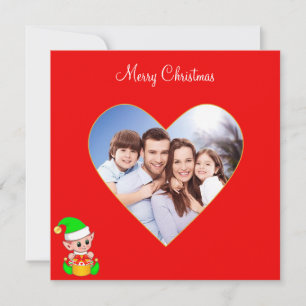 Custom Family Heart & Cute Elf Christmas