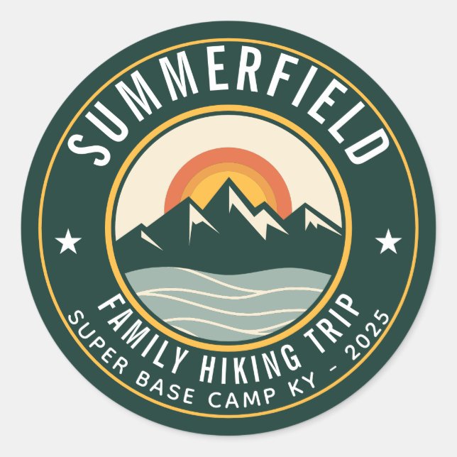 Custom Family Hiking Trip Matching Classic Round Sticker (Front)