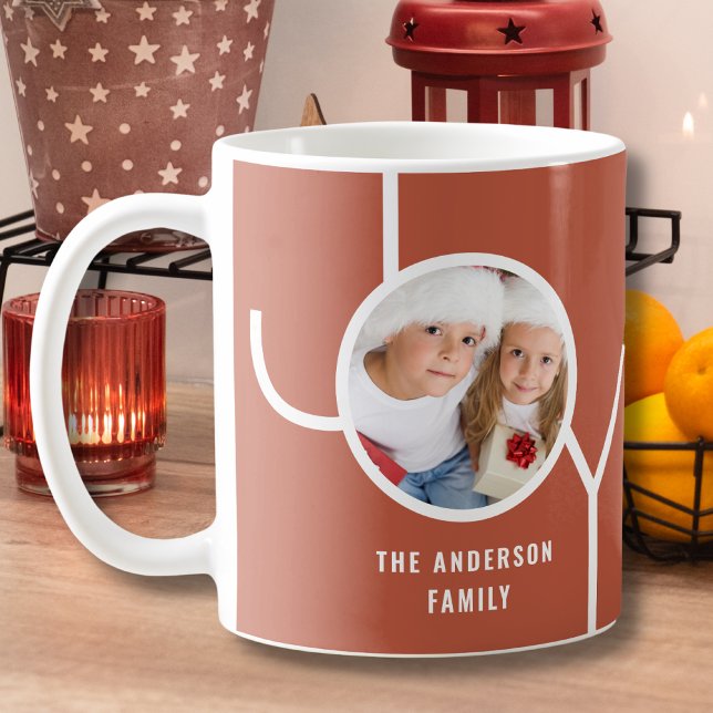 Custom Family Holiday Christmas Photo Terracotta Coffee Mug (Creator Uploaded)