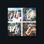 Custom Family Instagram Photo Collage Brush Script Canvas Print<br><div class="desc">Personalised keepsake canvas art print with 4 of your family photos arranged in a square grid photo collage. Great gift for mum,  dad,  family,  friends,  parents,  and grandparents!</div>