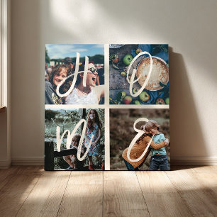 Custom Family Instagram Photo Collage Brush Script Canvas Print