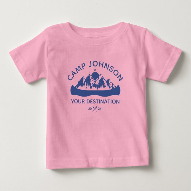 Custom Family Lake Camping Vacation Group Matching Baby T-Shirt (Front)