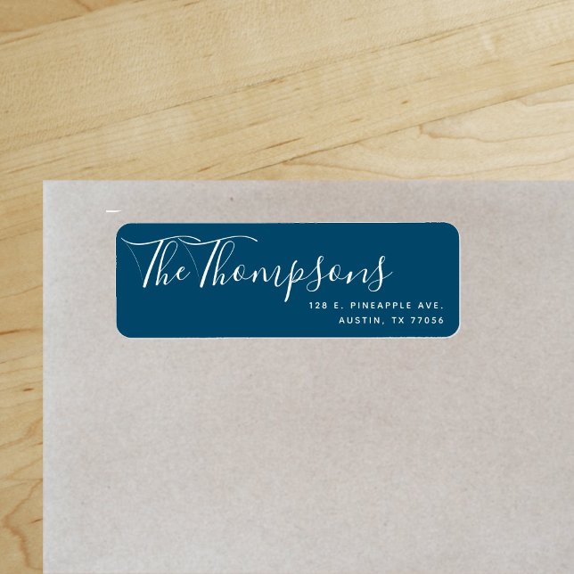 Custom Family Last Name Ocean Blue Return Address ("Everyday is abundantly beautiful." 
Sincerely Best Wishes from Lucky Design World)