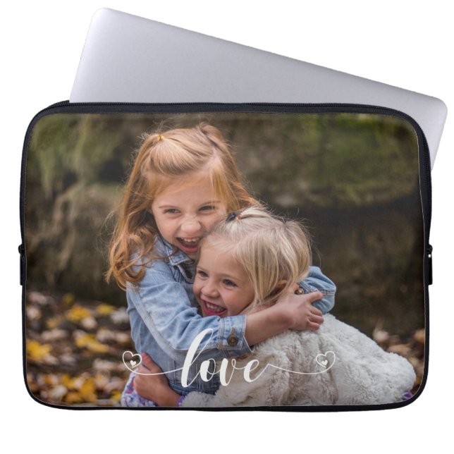 Custom Family Love Handwritten Photo Personalised  Laptop Sleeve (Front)