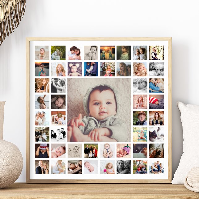Custom Family Memories Photo Collage Personalised Poster (Create a lovely collage of your memorable family photos with this poster that you can personalize.)