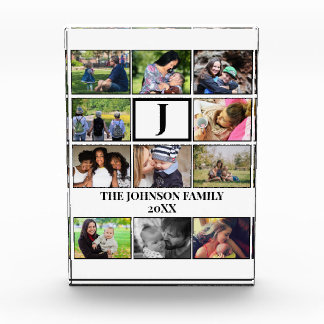 Custom Family Monogram 11 Photo Collage Block