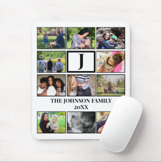 Custom Family Monogram 11 Photo Collage  Mouse Pad