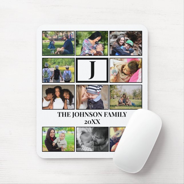 Custom Family Monogram 11 Photo Collage  Mouse Pad (With Mouse)
