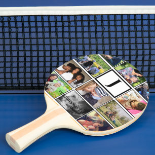 Custom Family Monogram 11 Photo Collage Ping Pong Paddle