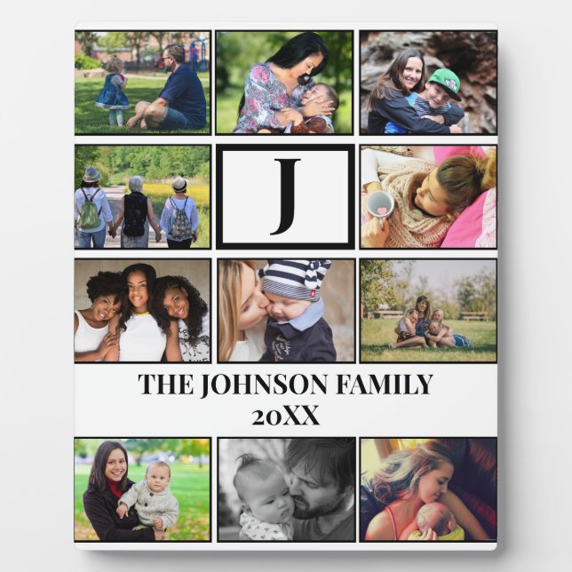 Custom Family Monogram 11 Photo Collage  Plaque (Front)