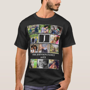 Custom Family Monogram 11 Photo Collage T-Shirt