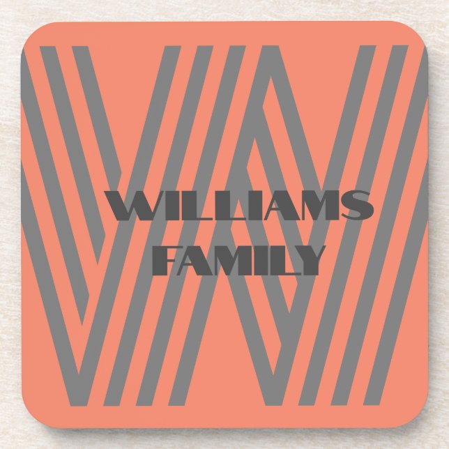 custom FAMILY MONOGRAM Hard plastic coaster GIFT (Front)
