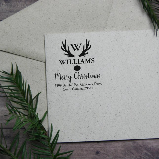 Custom Family Monogram, Merry Christmas,   Rubber Stamp (Creator Uploaded)