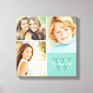Custom Family Monogram Photo Collage Canvas Print