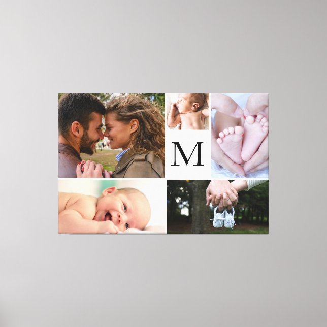 Custom Family monogram photo collage Canvas Print (Front)
