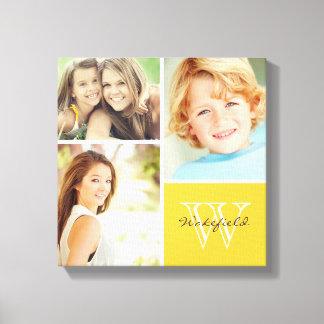 Custom Family Monogram Photo Collage Canvas Print