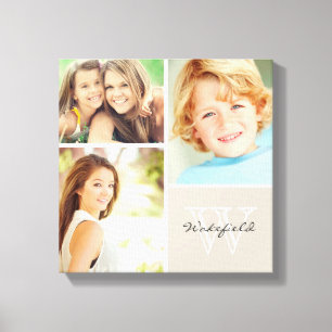 Custom Family Monogram Photo Collage Canvas Print